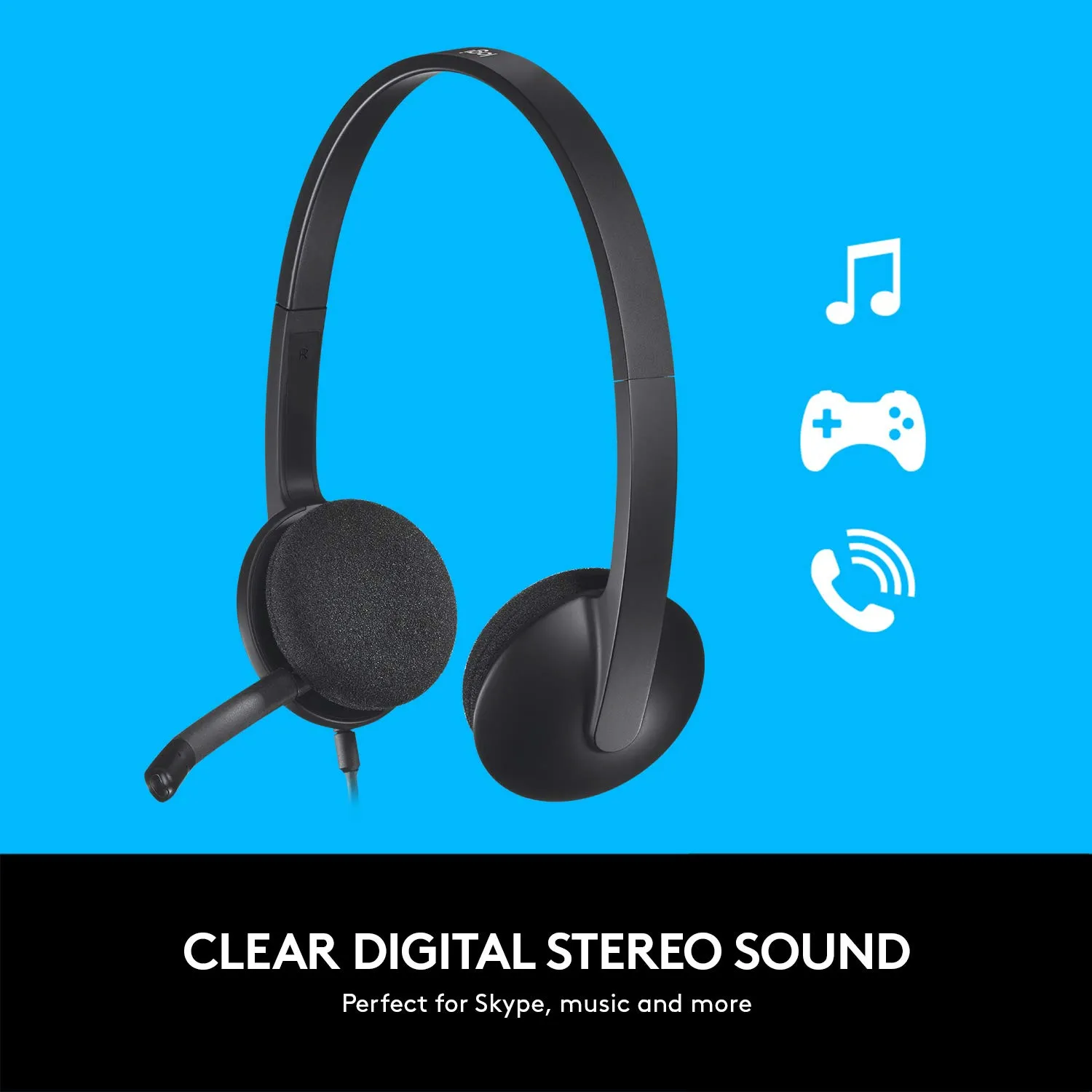 Logitech Wired Headphone USB H340 view 3